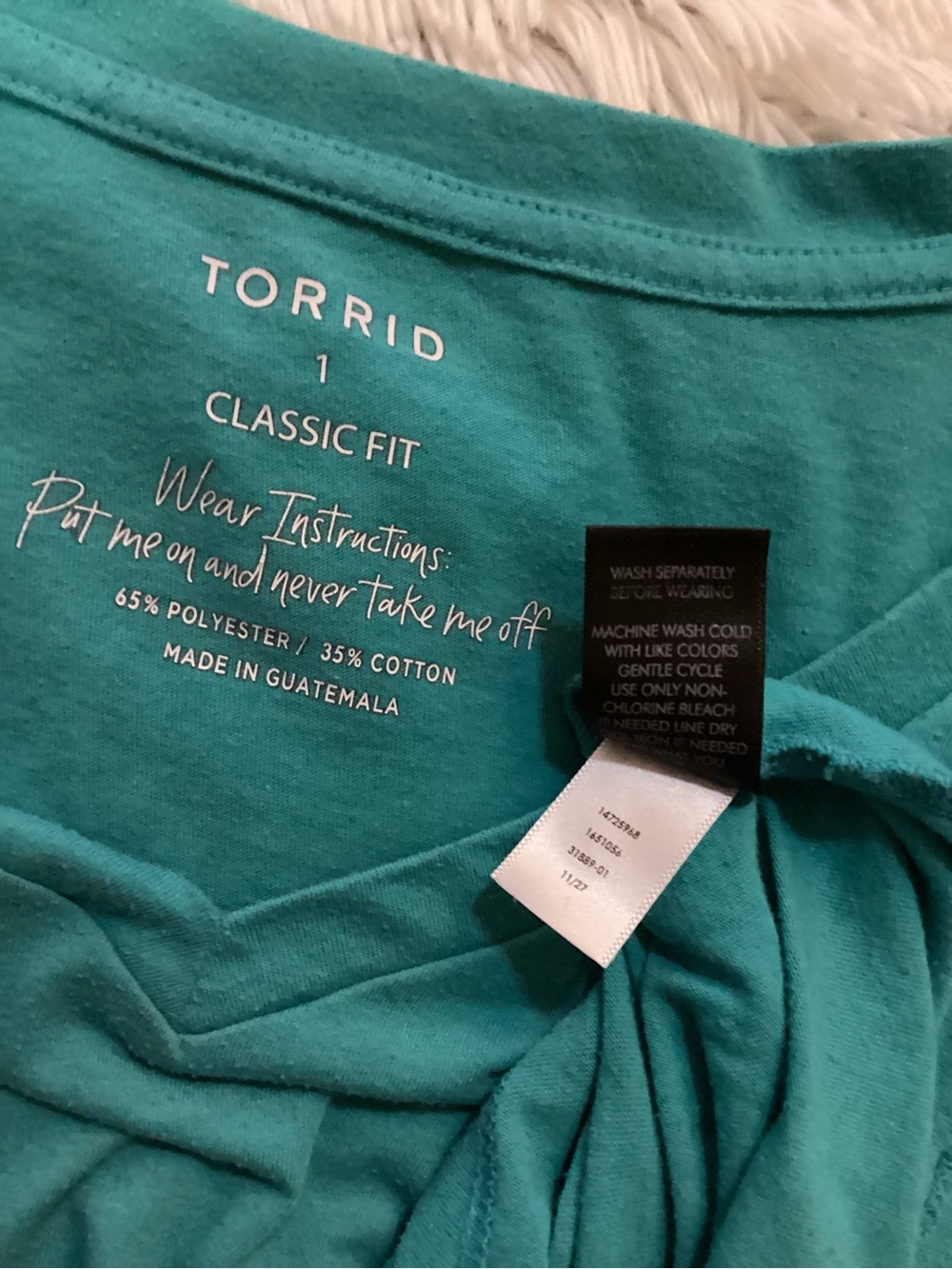 Torrid Classic Fit turquoise V-Neck Tee Size 1 Plus Soft Stretch Casual Top - Picture 6 of 11